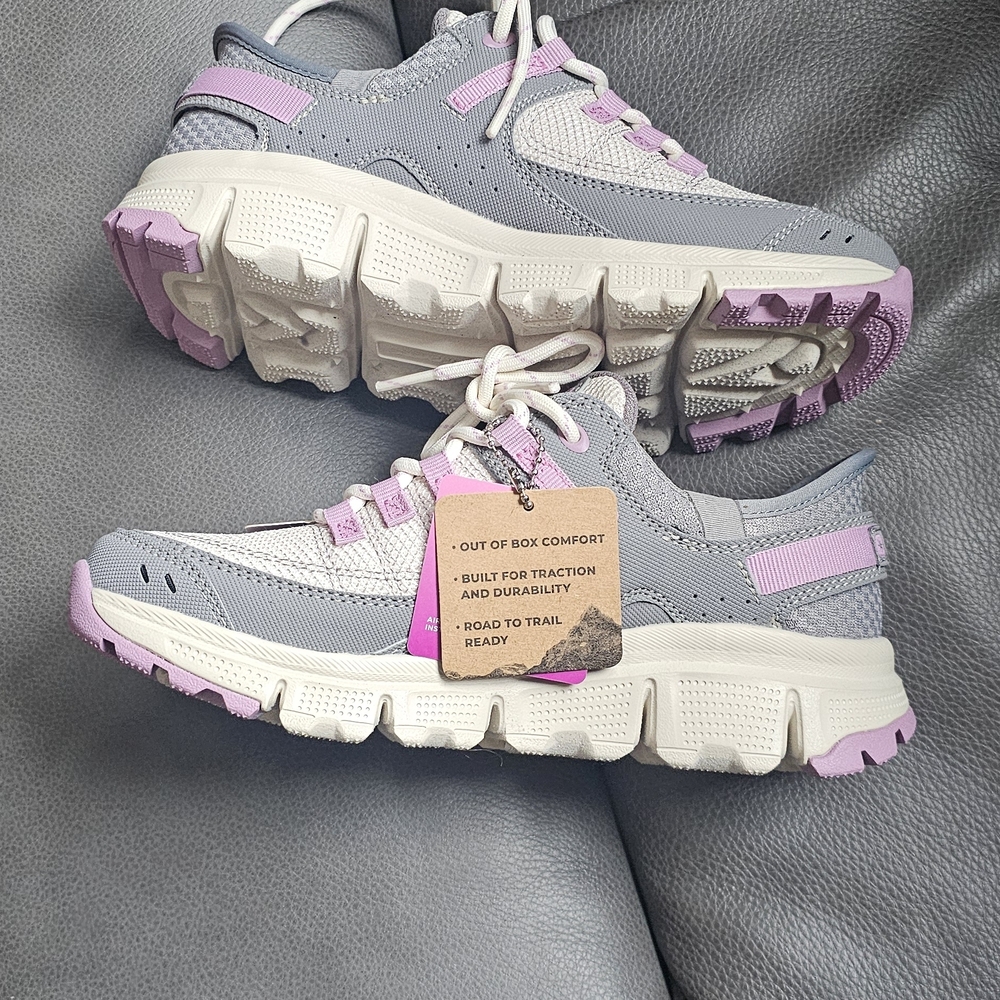 Gray and Pink Trail Sneakers